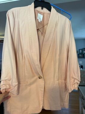 LC Lauren Conrad Blush Pink Draped Single-Button Blazer